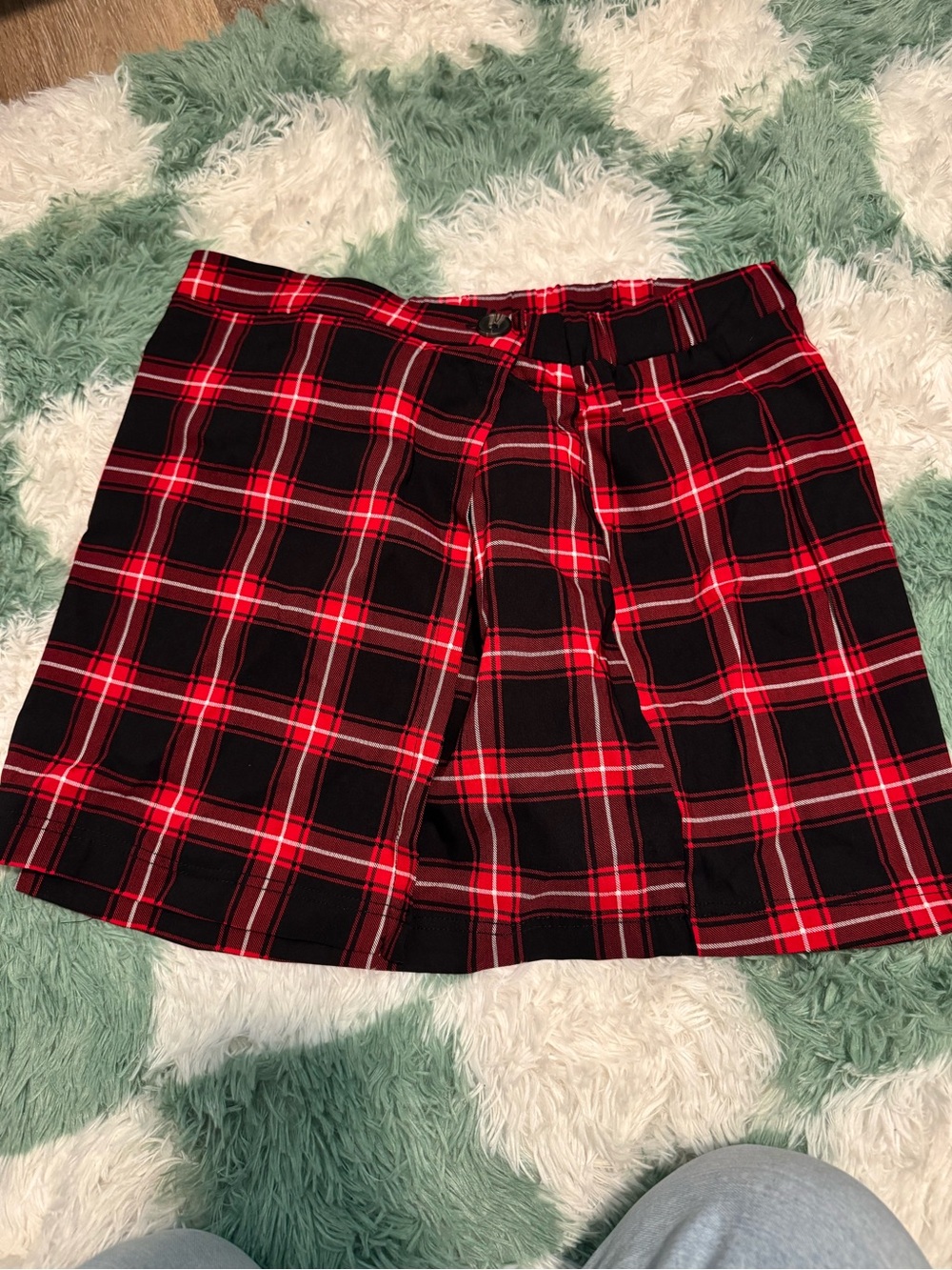 Plaid Red and Black Mini Skirt - Classic Tartan Style